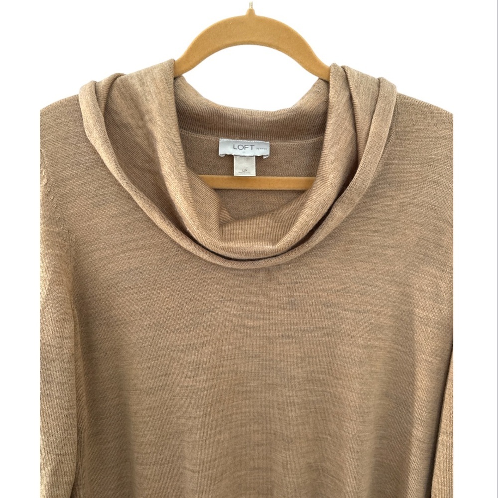 Loft Outlet Petites Color-Block Cowl Neck Wool‎ Blend Sweater Dress Size LP - Picture 2 of 9